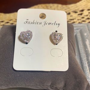 Cubic Zirconia Heart Shape Studded Earring